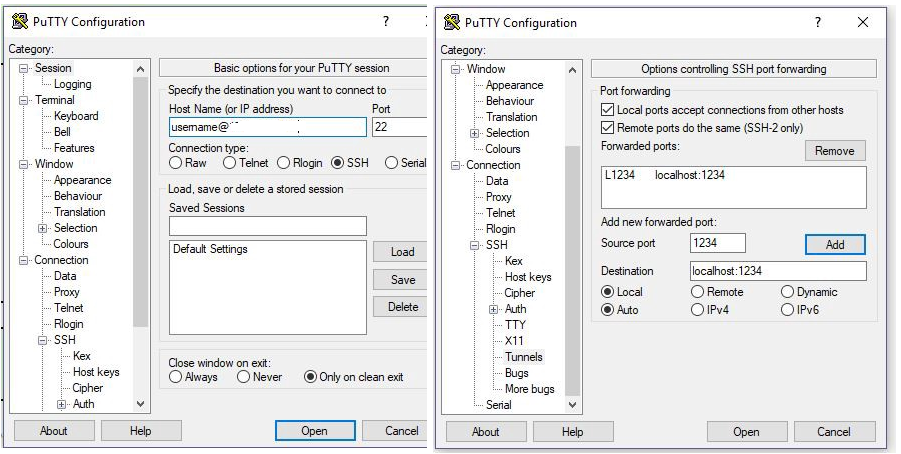 setup putty to access windows vm